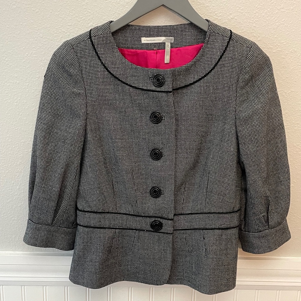Classiques entier 3/4 sleeve black and white blazer  - Size 4
